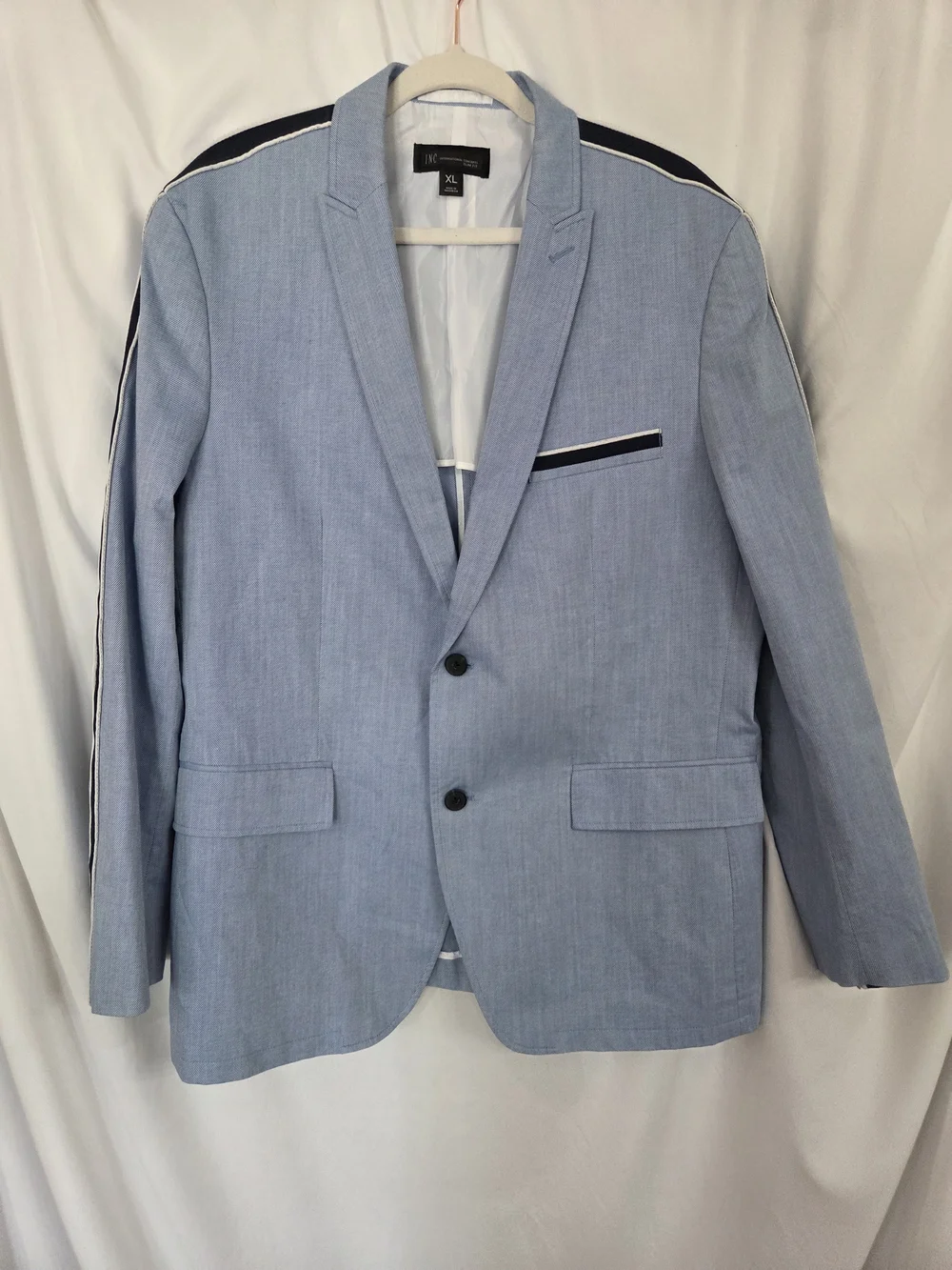 INC International Concepts Light Blue Blazer with Navy/White Trim Size XL